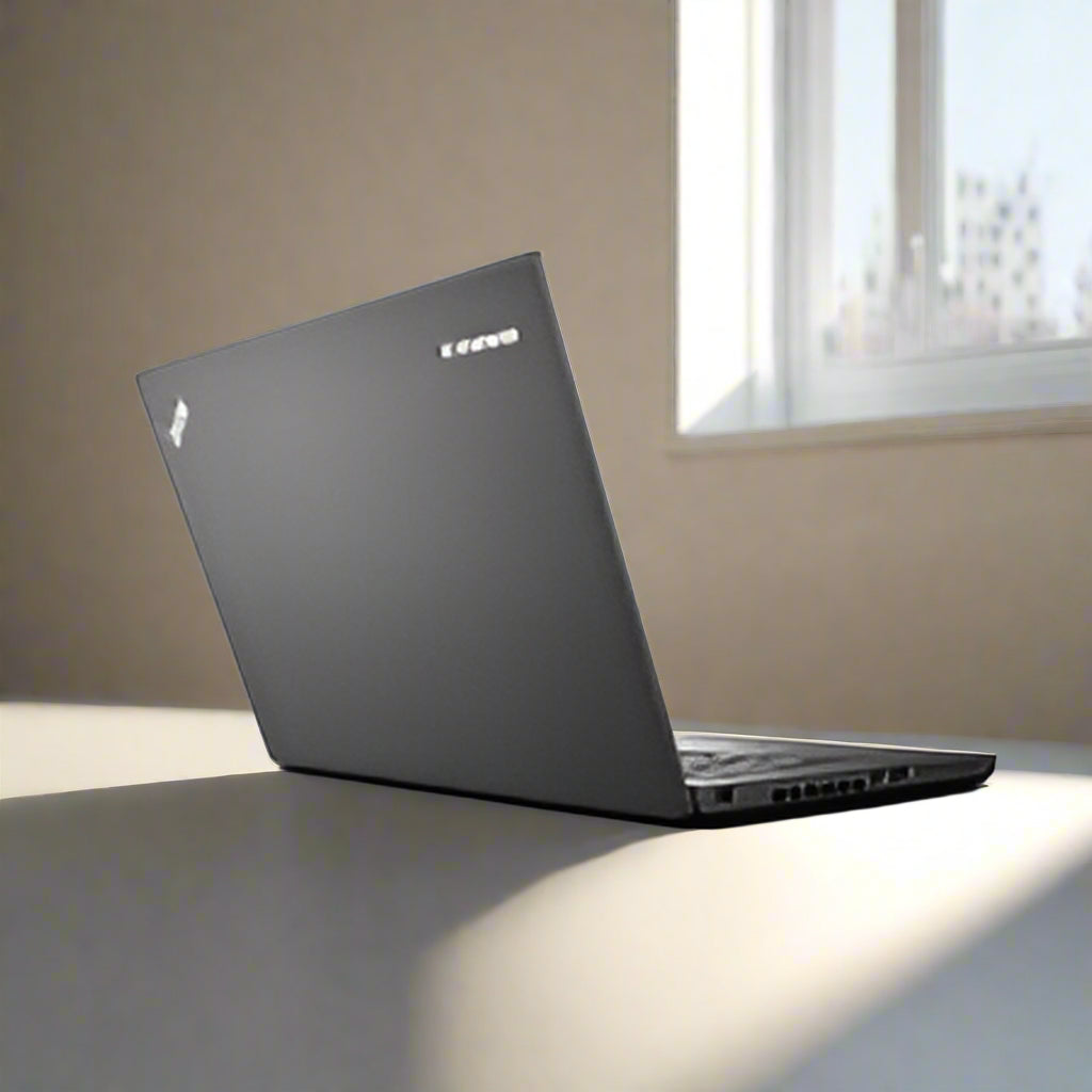 Black ThinkPad laptop on a white background